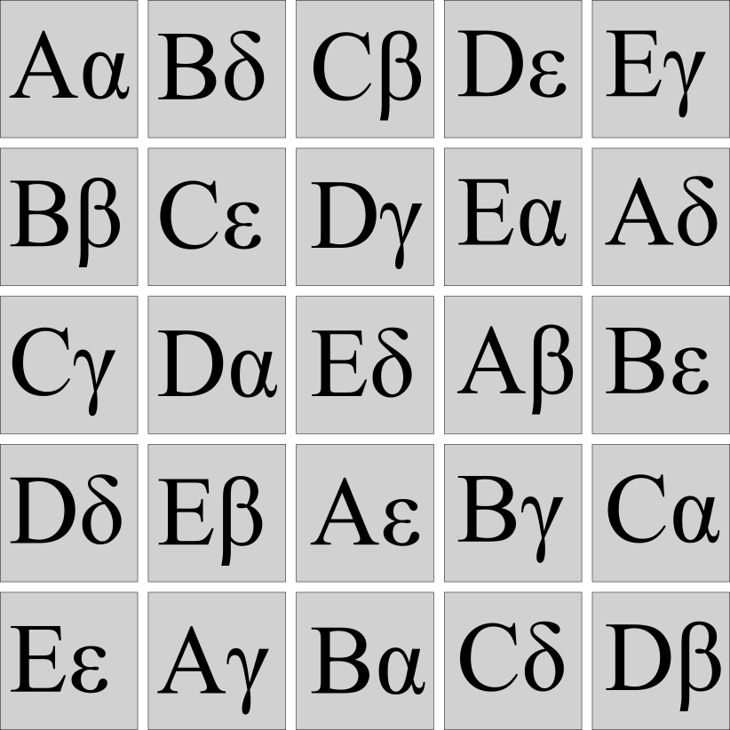 An example graeco-latin square.